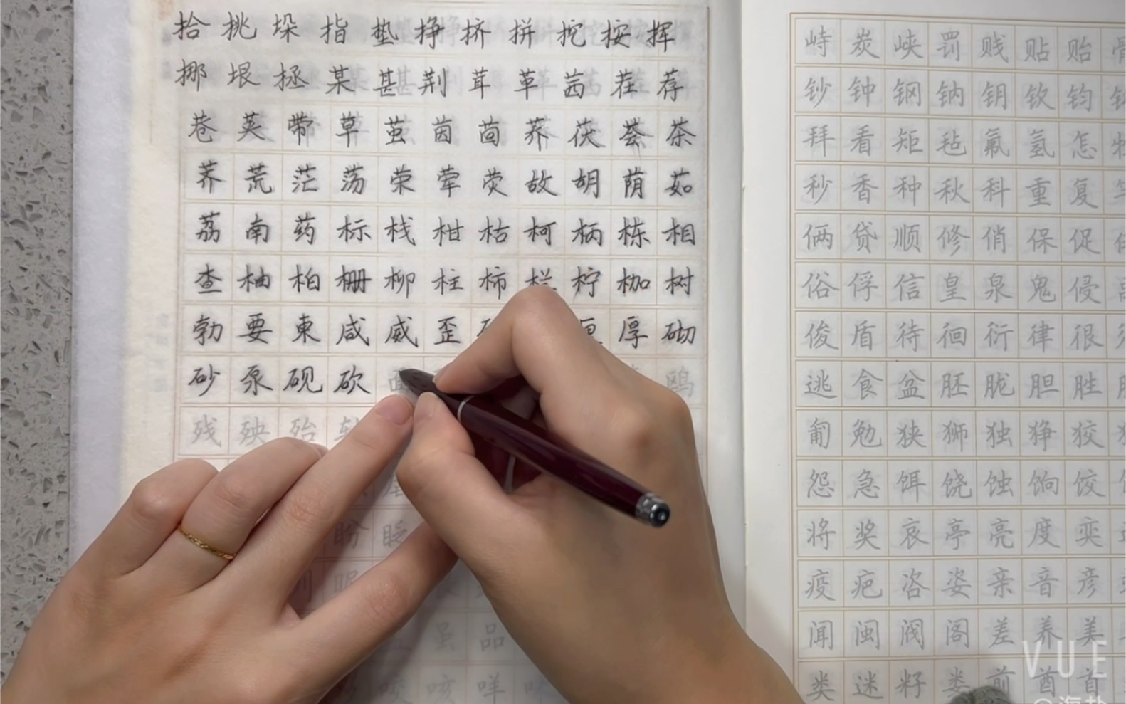 「每天沉迷练字」纠正握笔姿势,描摹田英章正楷一本通.(005)