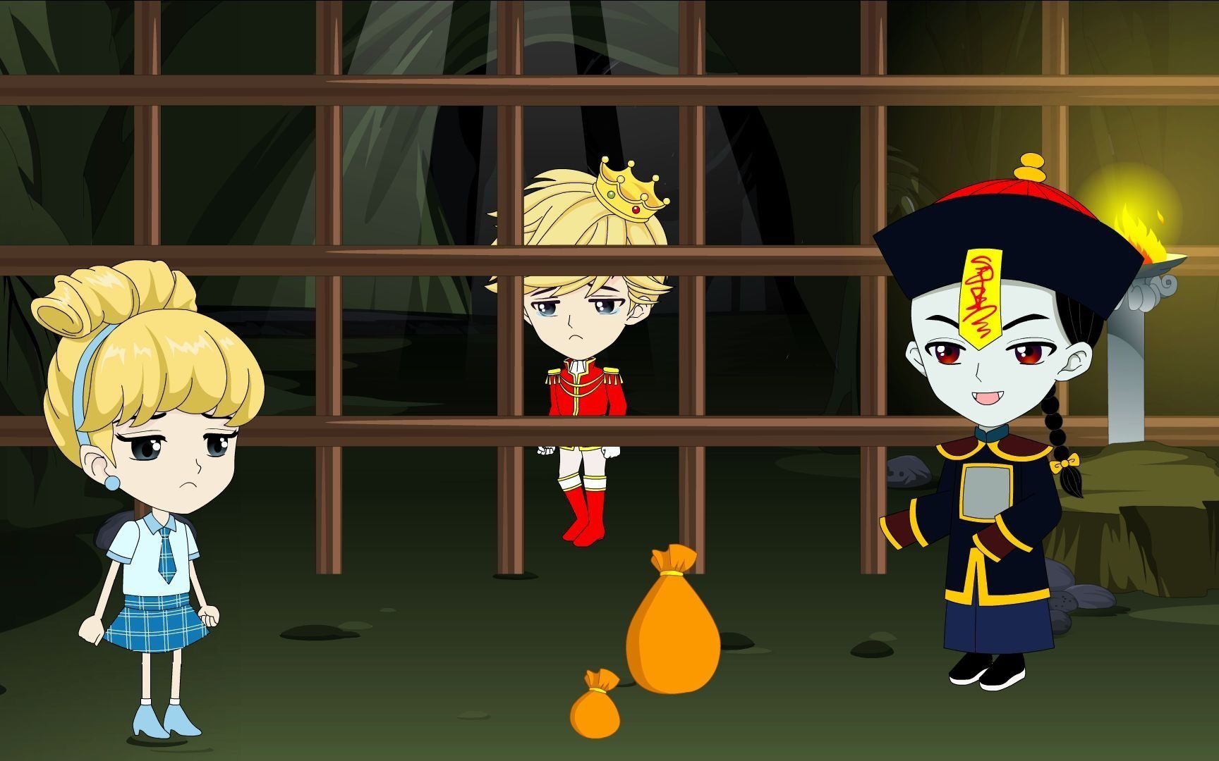 僵尸王子把白马王子抓起来了