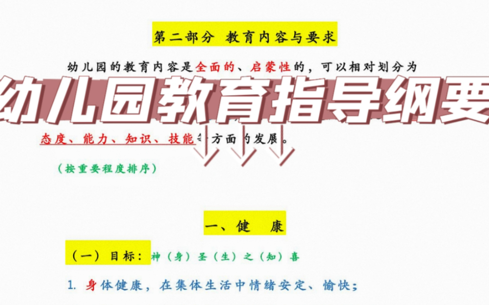 《幼儿园教育指导纲要》第二部分 教育内容与要求 一、健康.好运藏在努力里哔哩哔哩bilibili