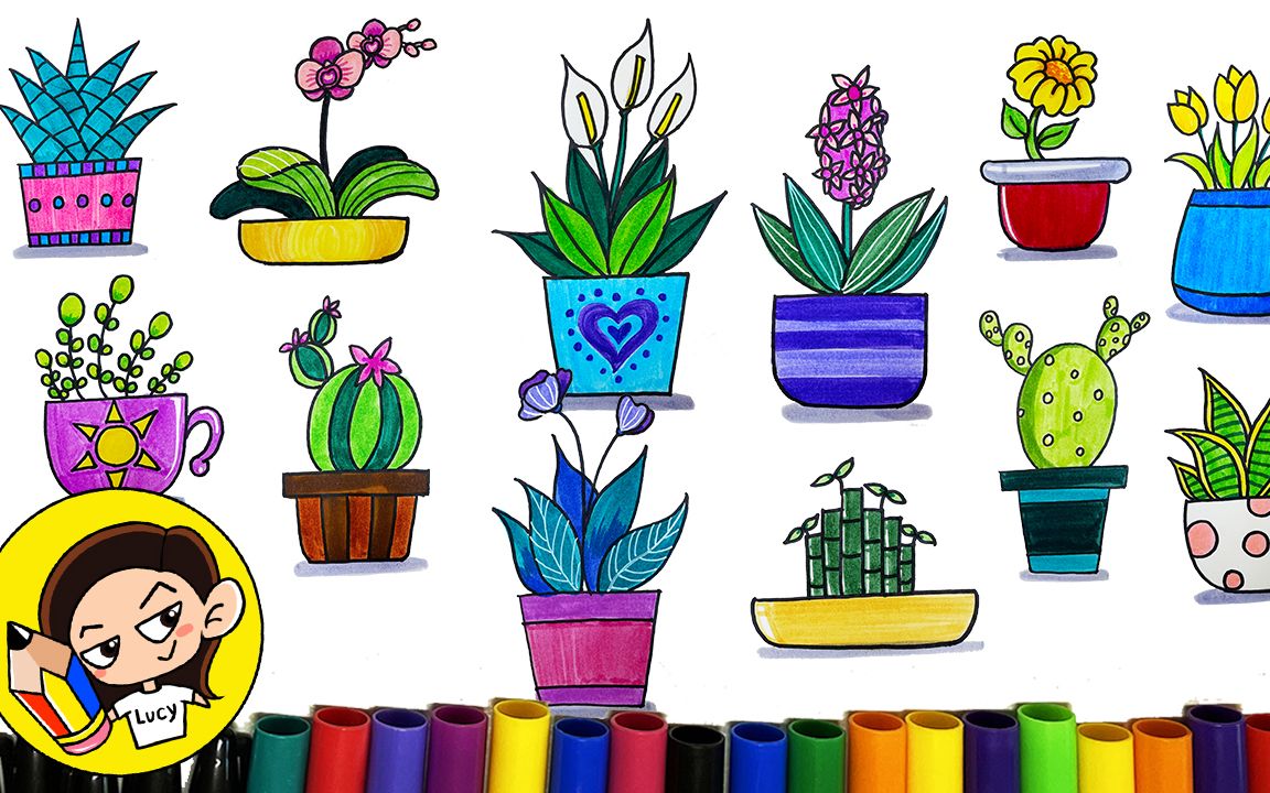 100种植物简笔画带颜色图片