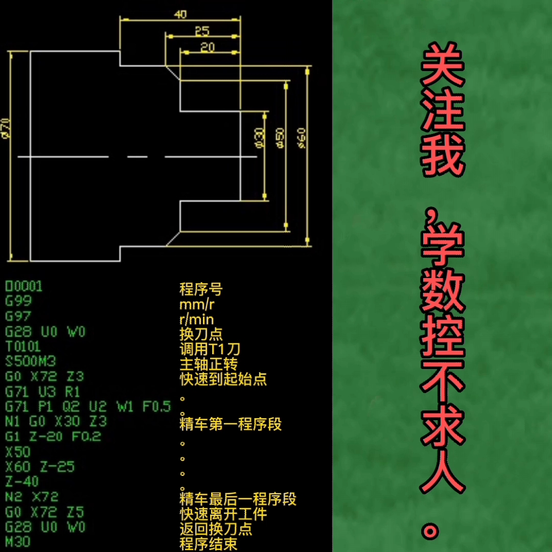 一分钟学会G71外圆粗加工循环(1型)哔哩哔哩bilibili