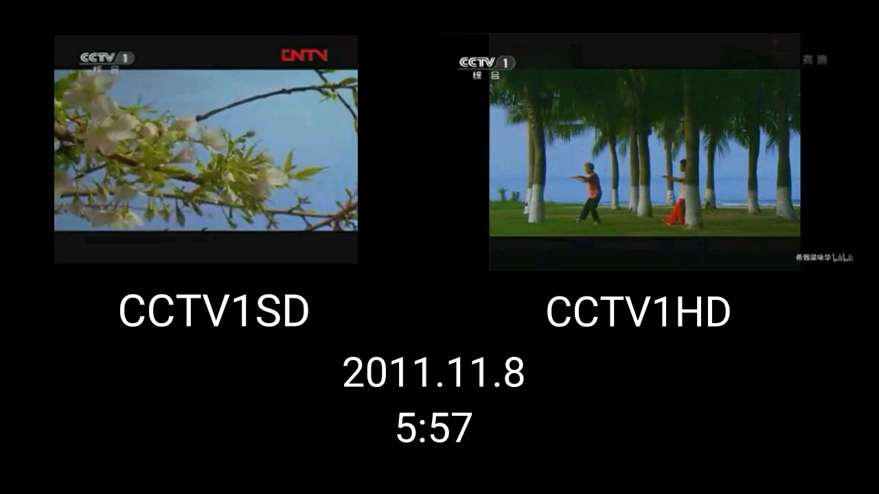 【放送文化】2011.11.8(辛卯年己亥月丁卯日立冬)CCTV1标清、高清开台片段对比哔哩哔哩bilibili