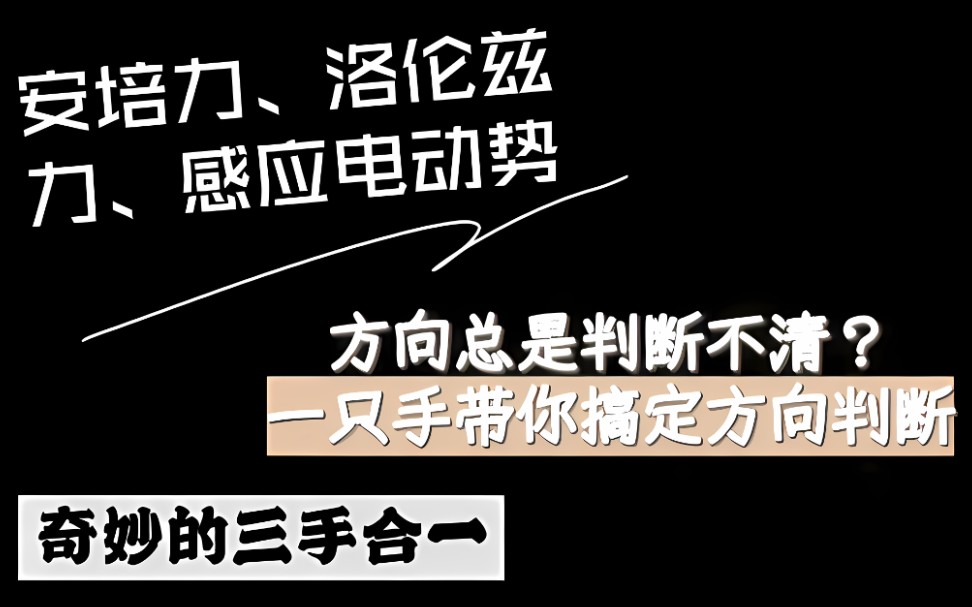 [图]三手合一:只用右手，搞定安培力、洛伦兹力、感应电动势三者的方向判断