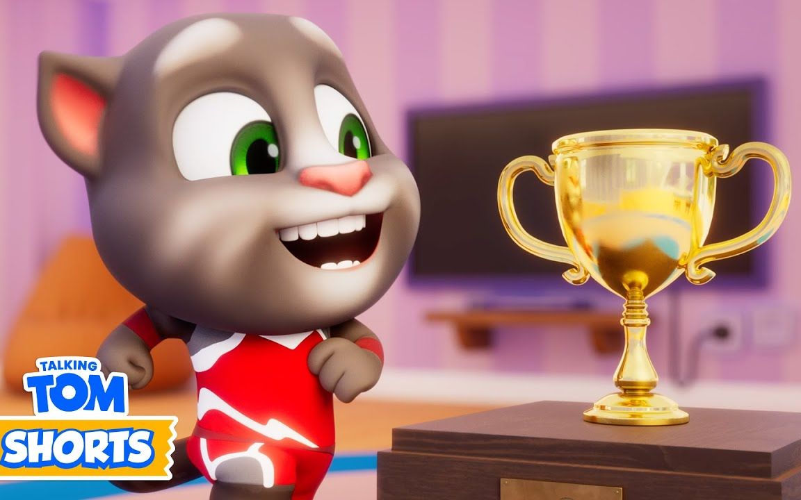 汤姆猫动画-汤姆为奖杯设下机关防小偷,没想到聪明反被聪明误?