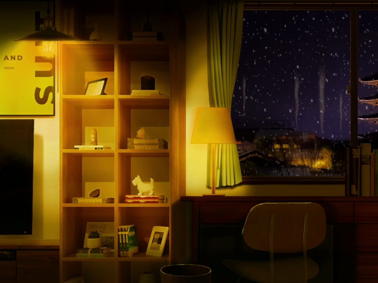 【白噪音助眠】初雪之夜在安静的房间里一个人学习|书写声|夜晚的街道