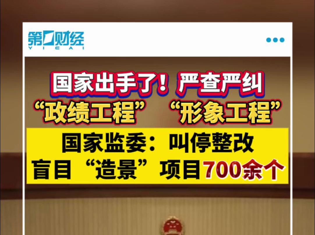 国家出手了!严查严纠“政绩工程”“形象工程”国家监委:叫停整改盲目“造景”项目700余个哔哩哔哩bilibili