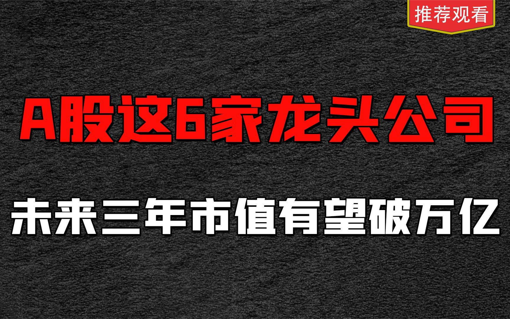 重视!A股这6家优质龙头,未来三年市值将会破万亿!值得收藏哔哩哔哩bilibili