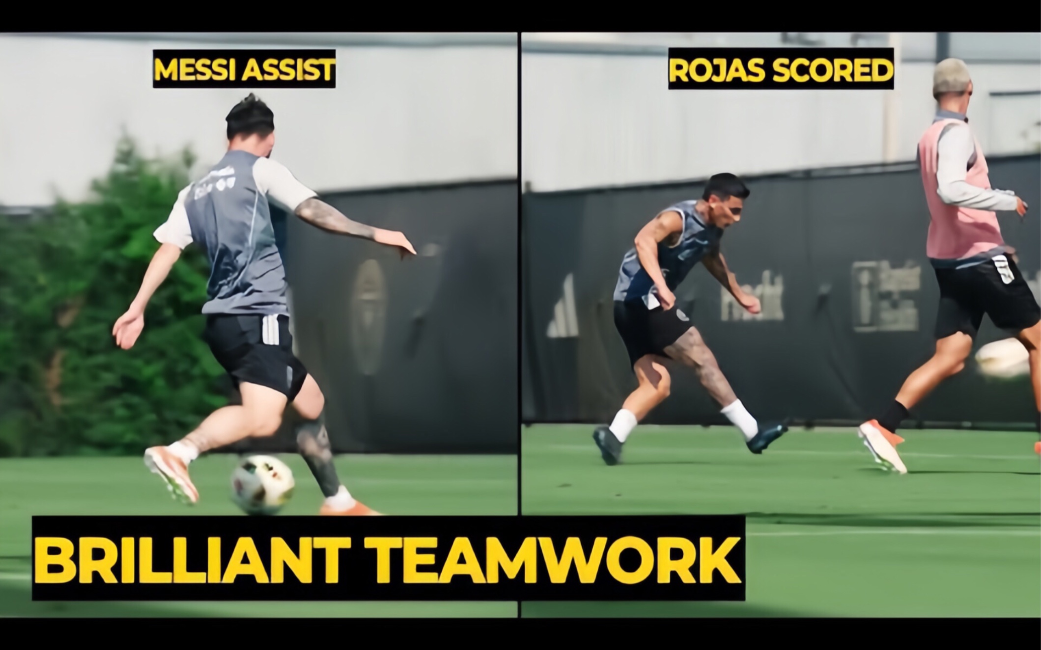 梅西与新球员马蒂亚斯·罗哈斯的首次训练中为其提供