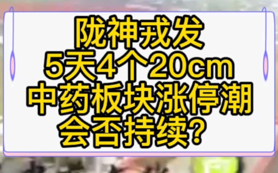 陇神戎发5天4个20厘米涨停板,中药板块涨停潮会否持续?哔哩哔哩bilibili