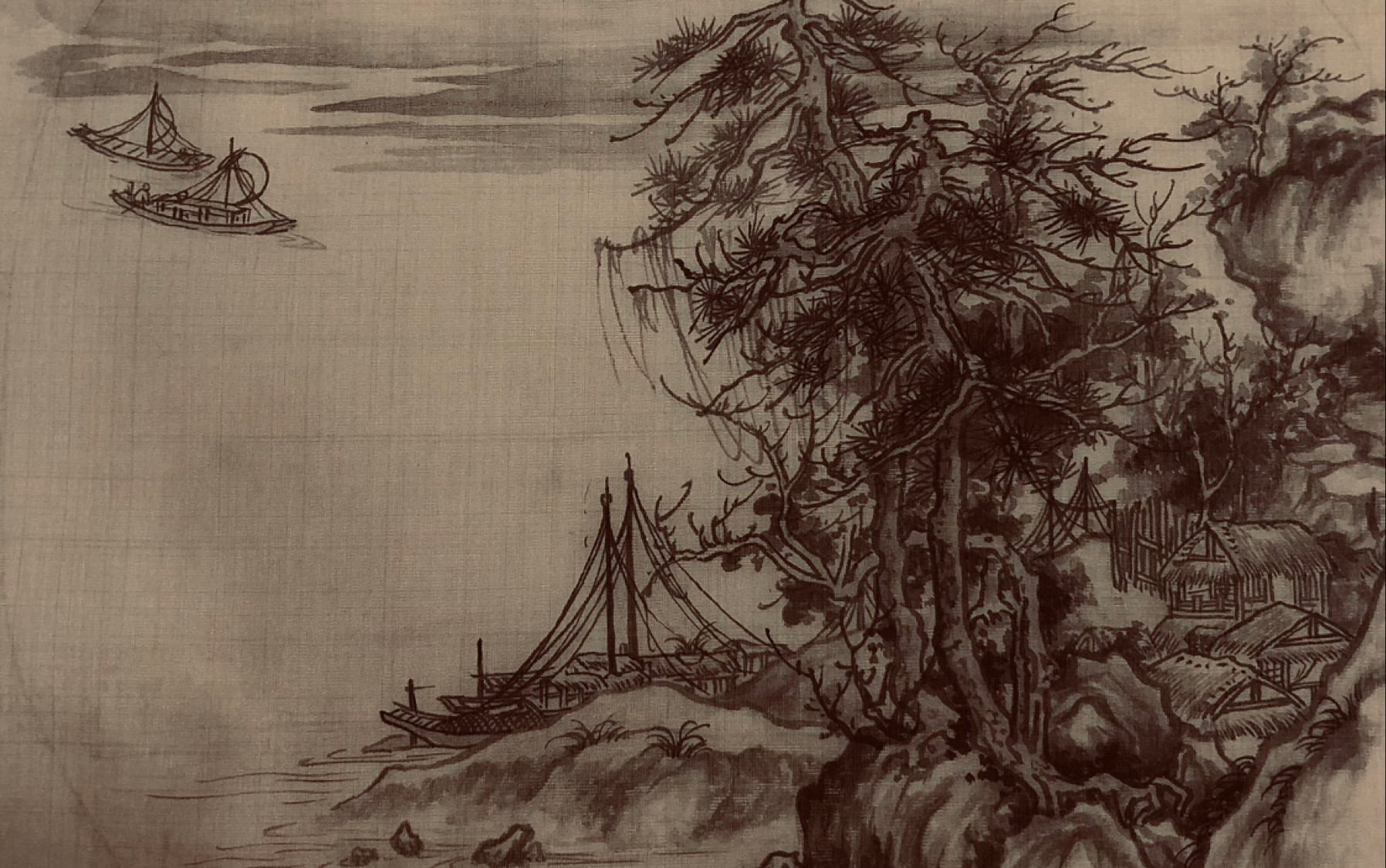 【宋画】中国美术学院研究生示范郭熙《春江帆饱图》