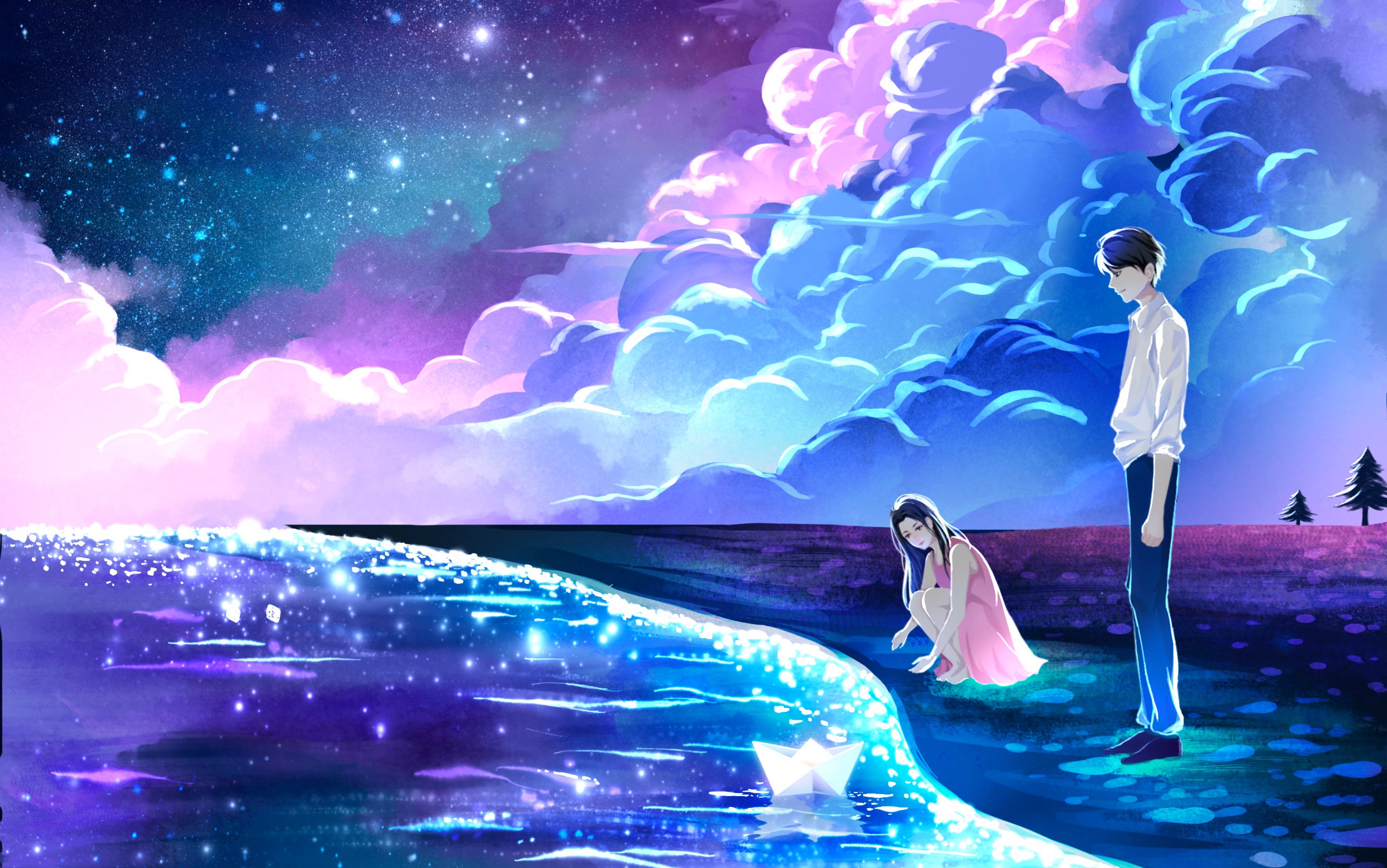 【procreate绘画过程】唯美情侣:星河灿烂,你是我的人间理想