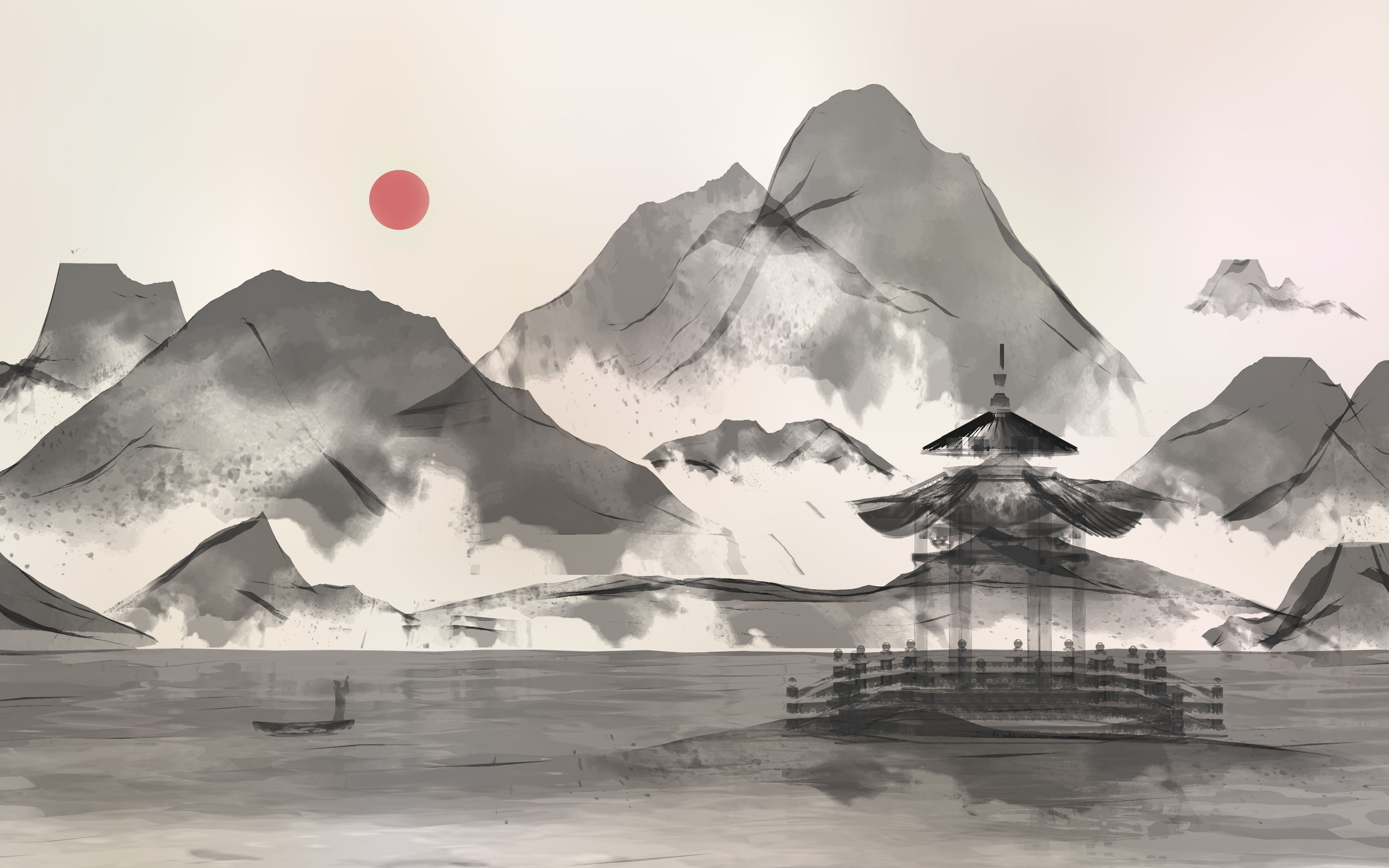 水墨材质[c4d渲染] 新手必学!秒变大师!每周一练!