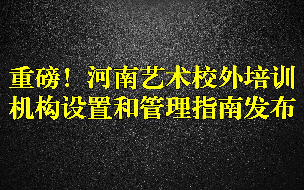 河南艺术校外培训机构设置和管理指南发布哔哩哔哩bilibili