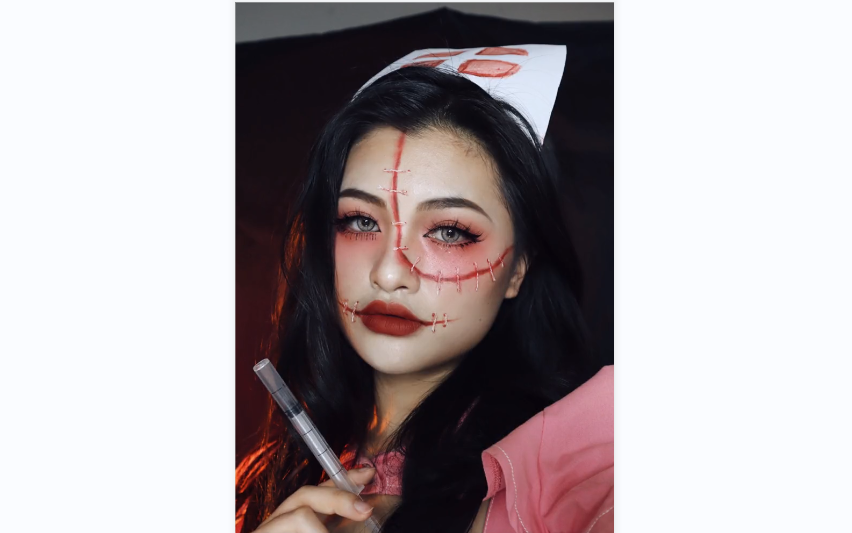 超级简单的万圣节护士妆容,快点化起来吧
