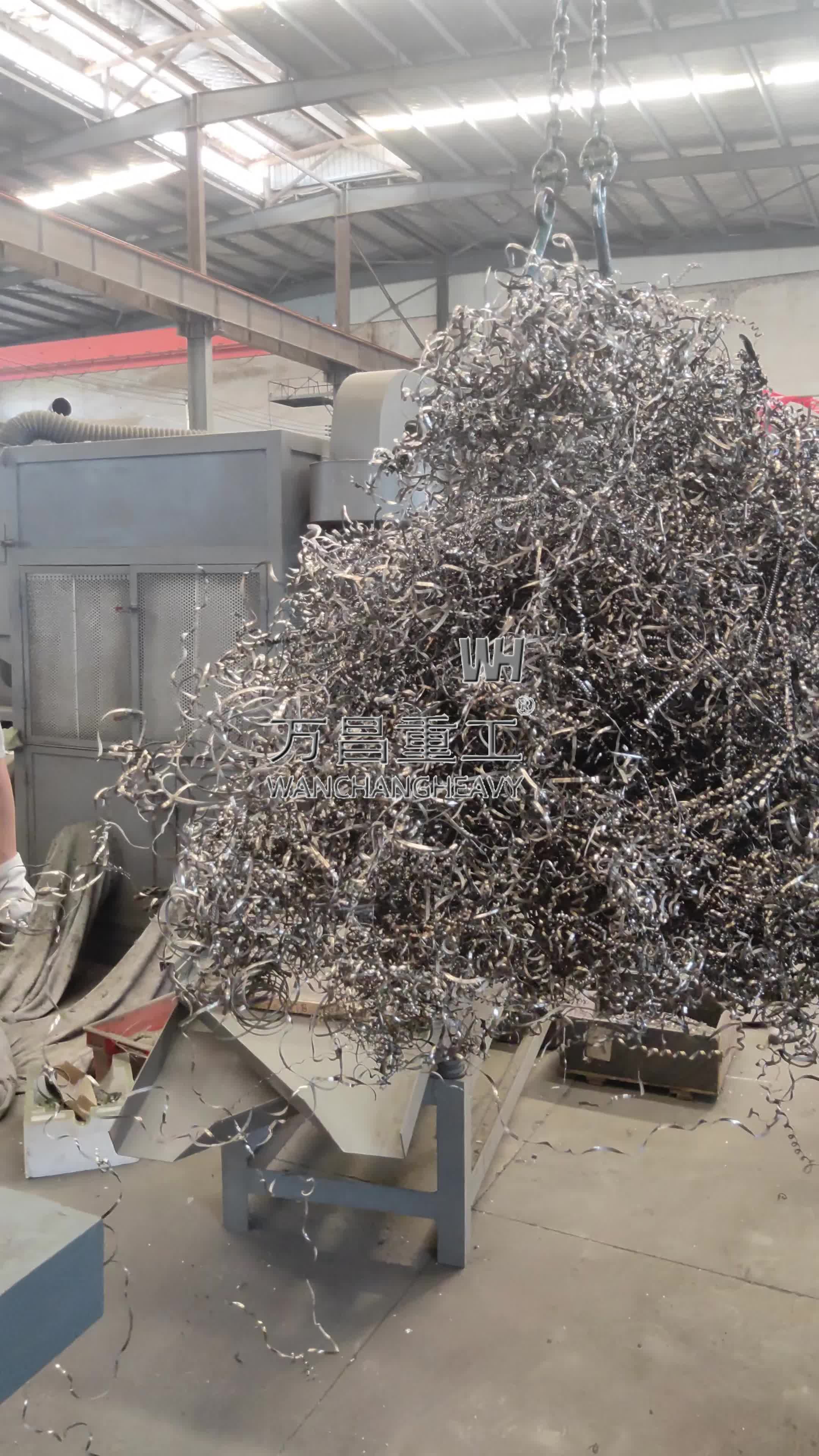600型a460lf钢销撕碎机铁销铁刨花粉碎效果