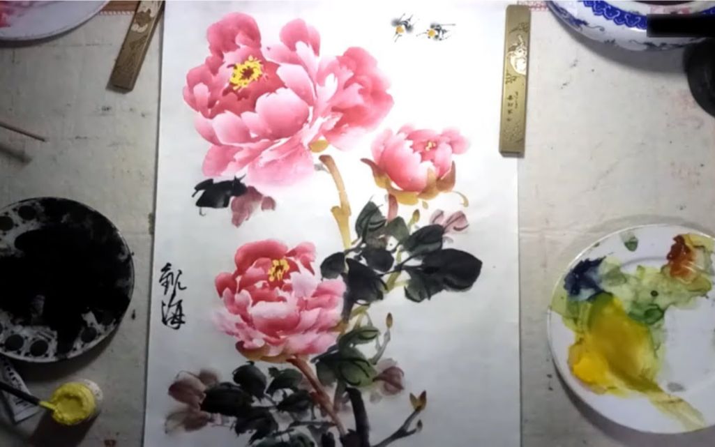 【中国话】画一幅国画富贵牡丹图 祝在座的各位都富贵儿!哔哩哔哩bilibili