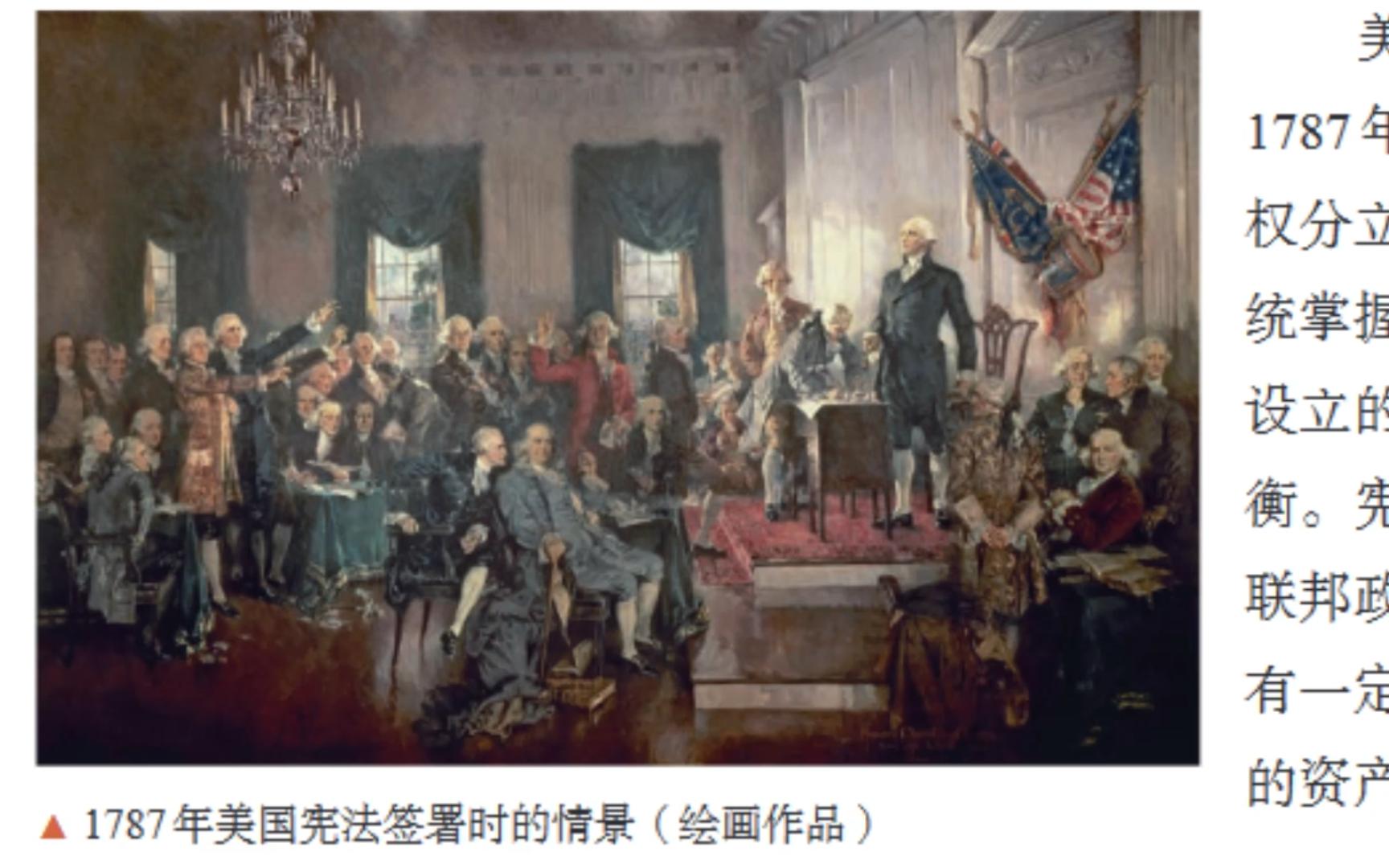 高中历史课本插图出处——1787年美国宪法签署时的情景