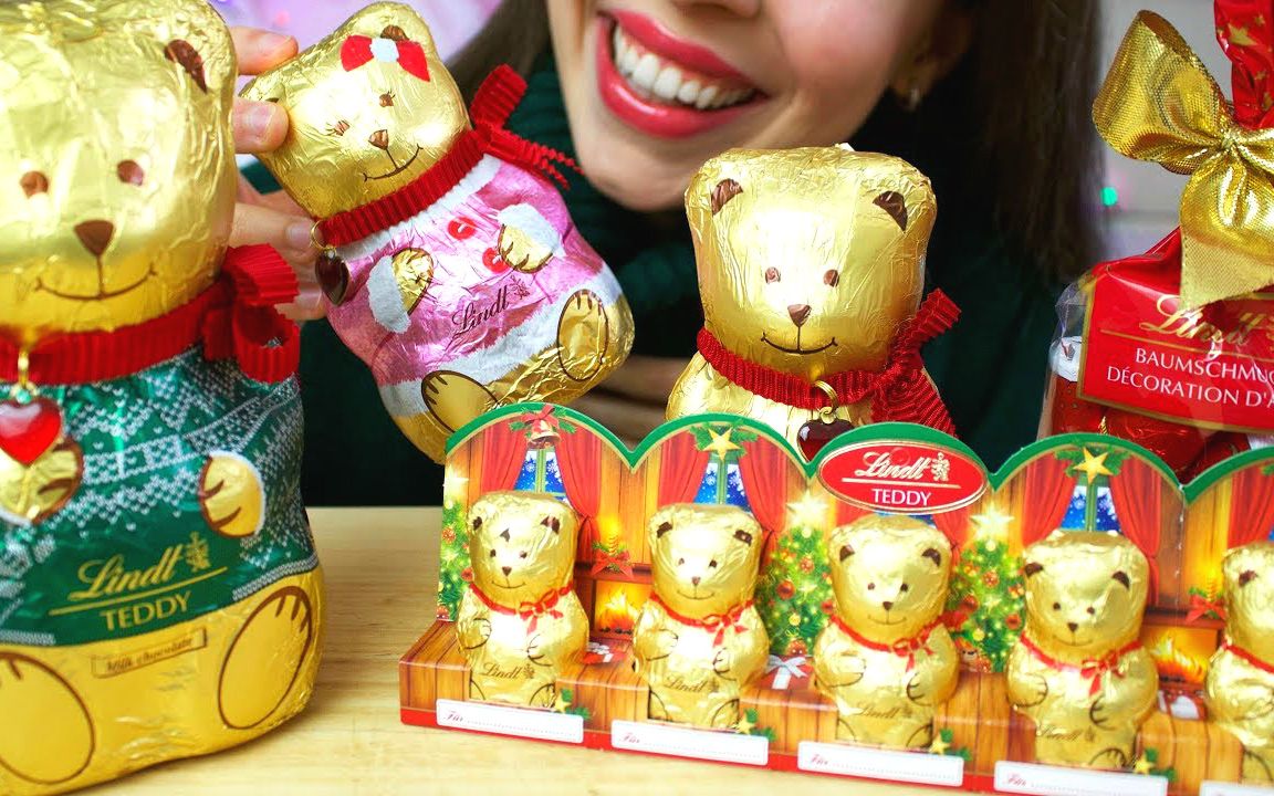 hazelnut crush ☆ 瑞士莲圣诞巧克力泰迪熊派对 吃播咀嚼音(新)