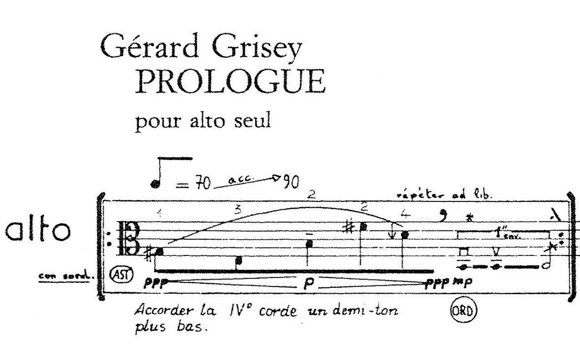 [图]【乐谱】格里塞《声学空间》“前言”，为独奏中提琴而作