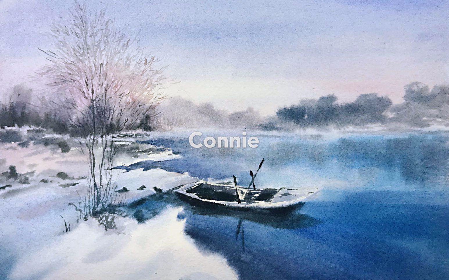 雪湖水彩风景画——花酿幸福绘画教程