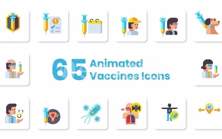AE模板65组打疫苗接种介绍图标动画格式包括AEP、JSON、GIF格式哔哩哔哩bilibili