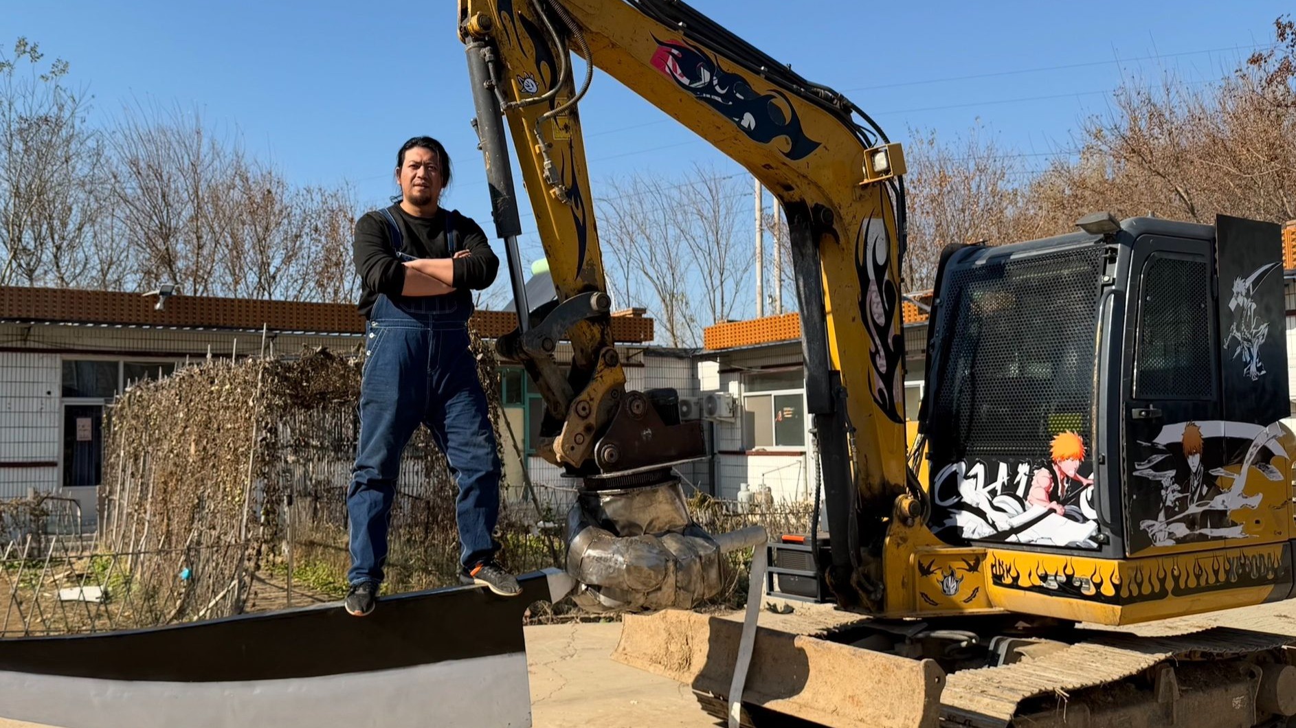 我给挖掘机做了一柄大刀