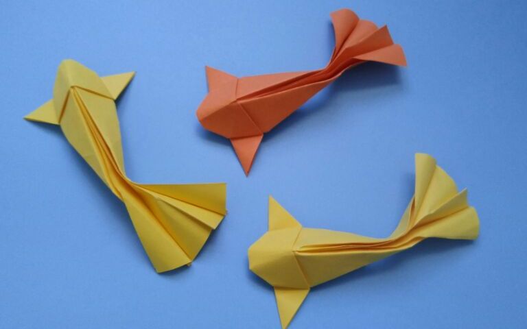 亲子diy简单可爱的小金鱼折纸,一张纸就能做出来,手工益智教程