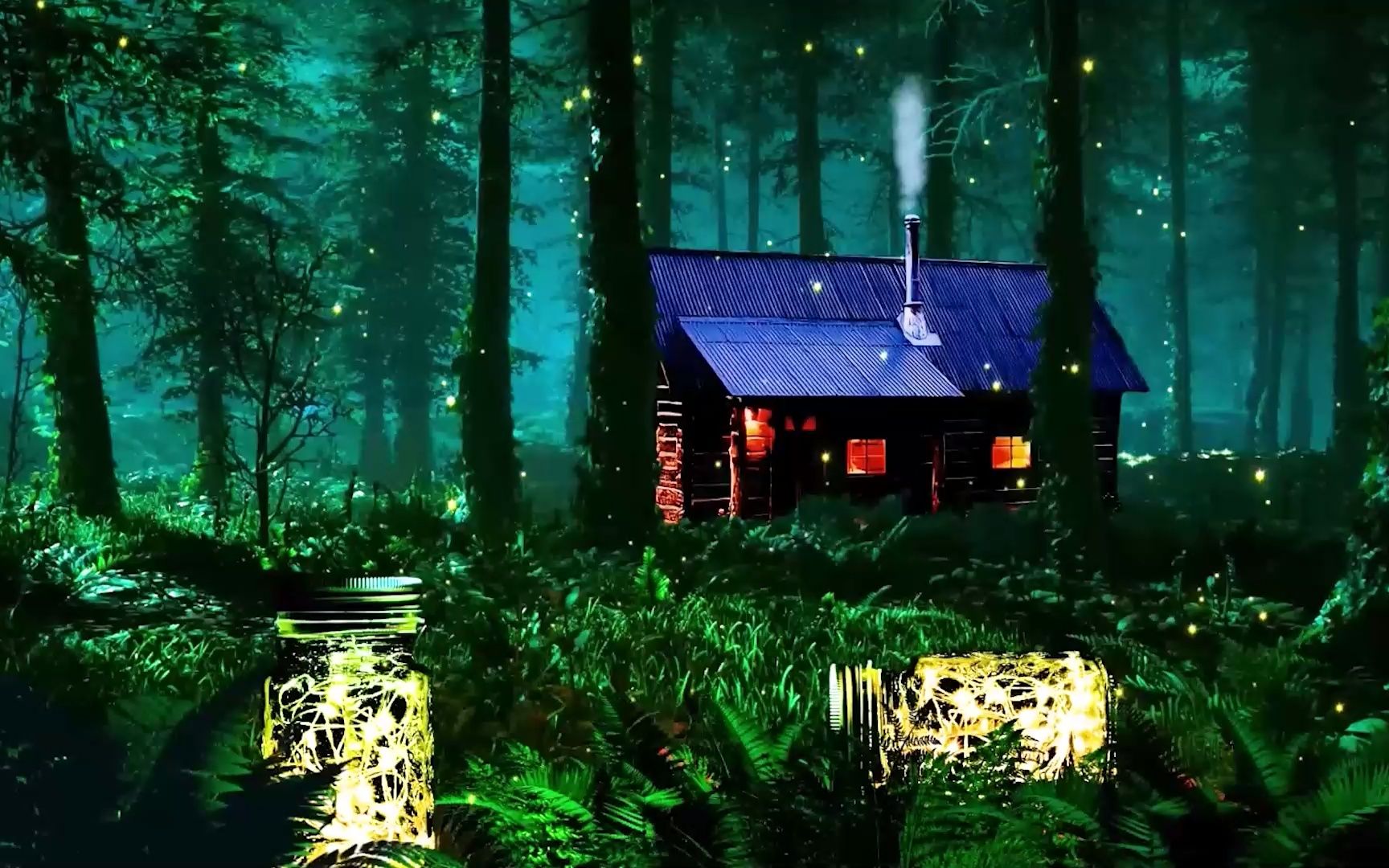 夜晚森林里的萤火97虫91,非常好的白噪音,安心学习和睡眠,冥想