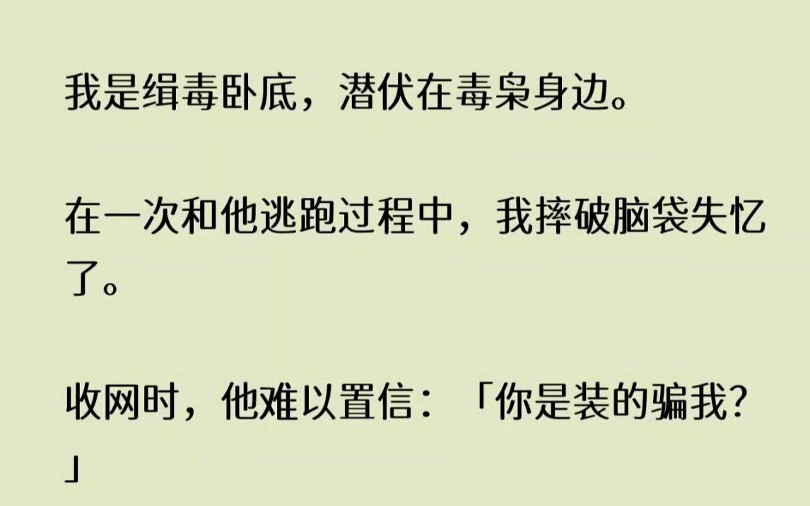 【完结文】我是缉毒卧底,潜伏在毒枭身边.在一次和他逃跑过程中,我摔破脑袋失忆了....哔哩哔哩bilibili