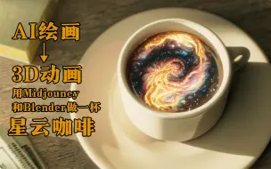 Download Video: 用AI绘画做一杯星云咖啡3D动画【1分钟Blender创作分享附工程】