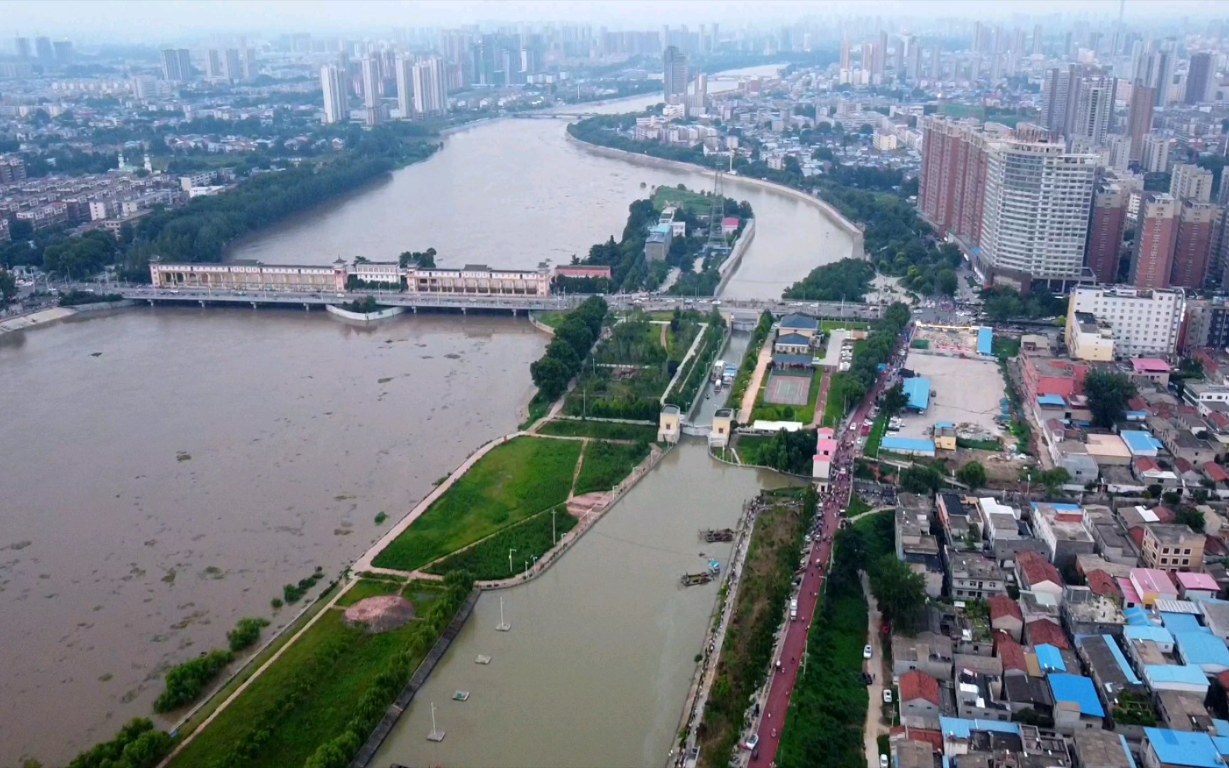 【周口】大闸船闸 沙颍河湍急河面