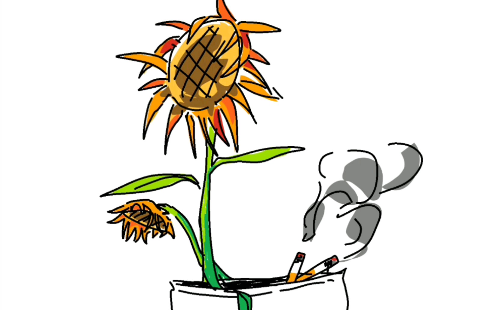 [oc]/手书/烟灰缸种向日葵.