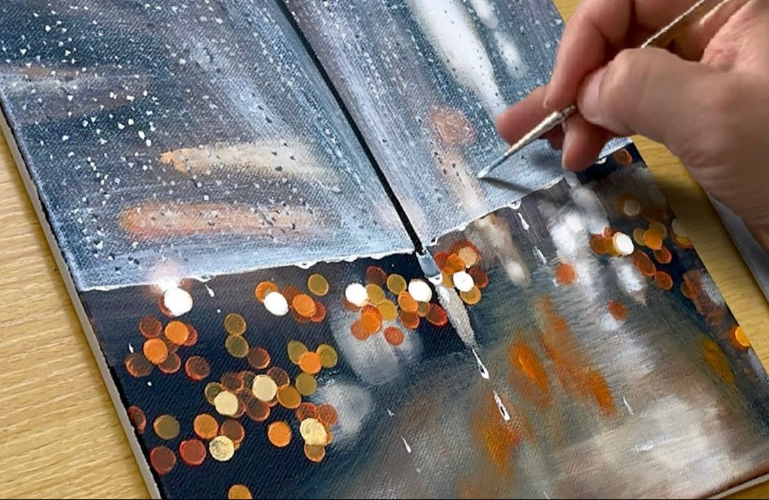 【丙烯画】【中字】【绘画教程】下雨天Rainy Day Painting Acrylic Painting哔哩哔哩bilibili