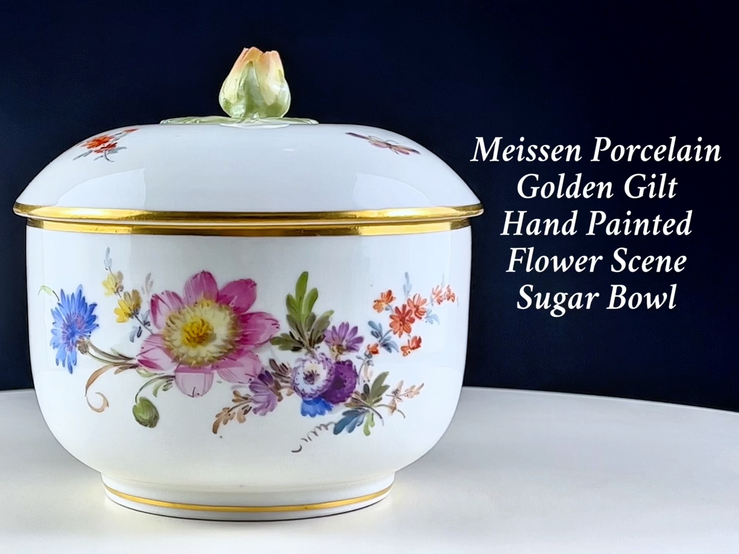 【瓷器】德国梅森瓷器 繁花花卉糖罐 1850-1924剑柄期