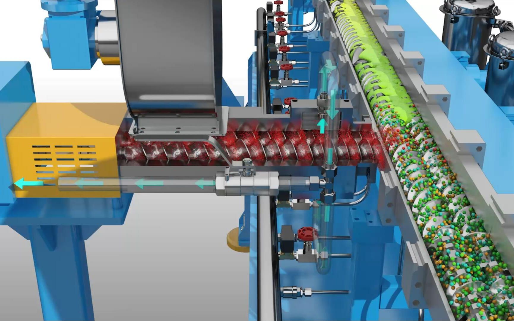 喂料增强三维动画展示|挤出机|塑料|生产线|侧喂料
