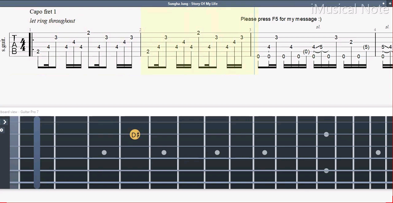 [图]Guitar TAB (Sungha Jung) Story Of My Life - One Direction