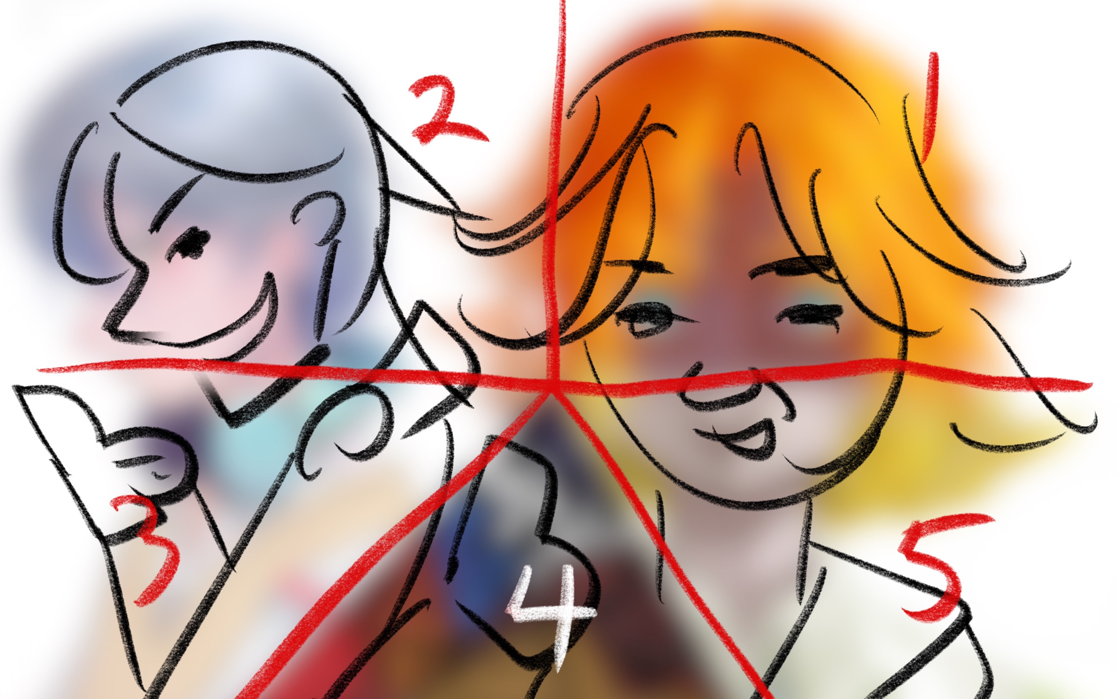 【五人合绘】五人画风不同怎么在一起画画?惊现抽象派画手!五种肤色?