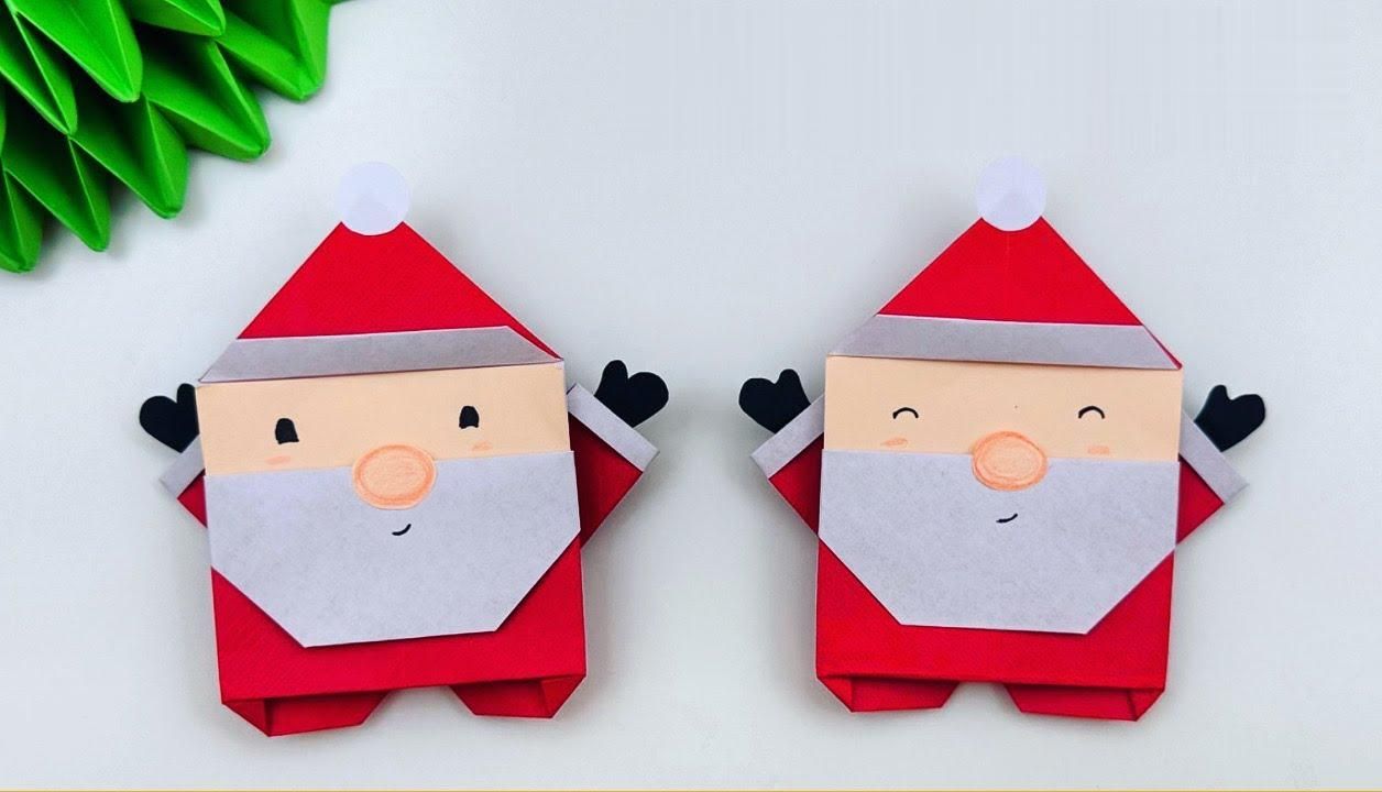 今天我们来制作一个折纸圣诞老人!