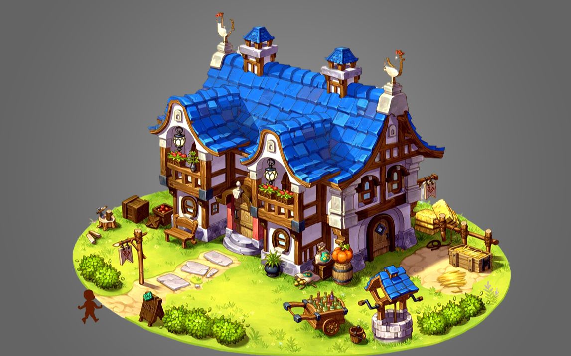 【maya零基础建模】卡通房子模型制作,场景建模思路讲解