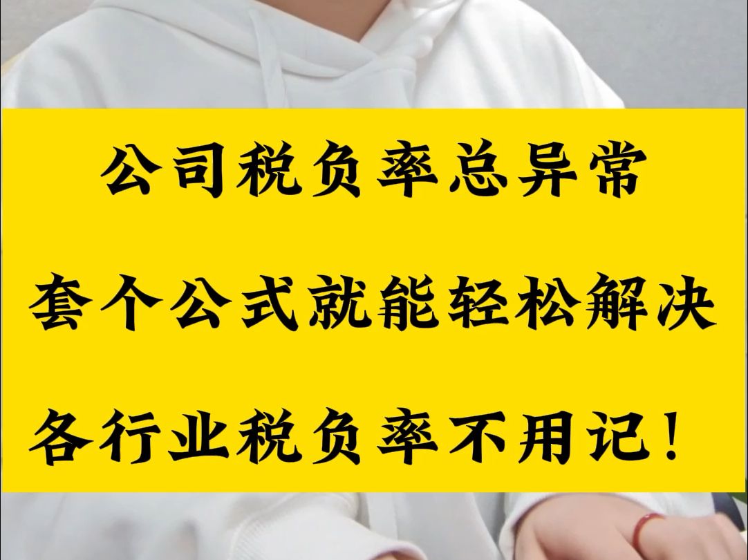 公司税负率总异常,套个公式就能轻松解决,各行业税负率不用记哔哩哔哩bilibili