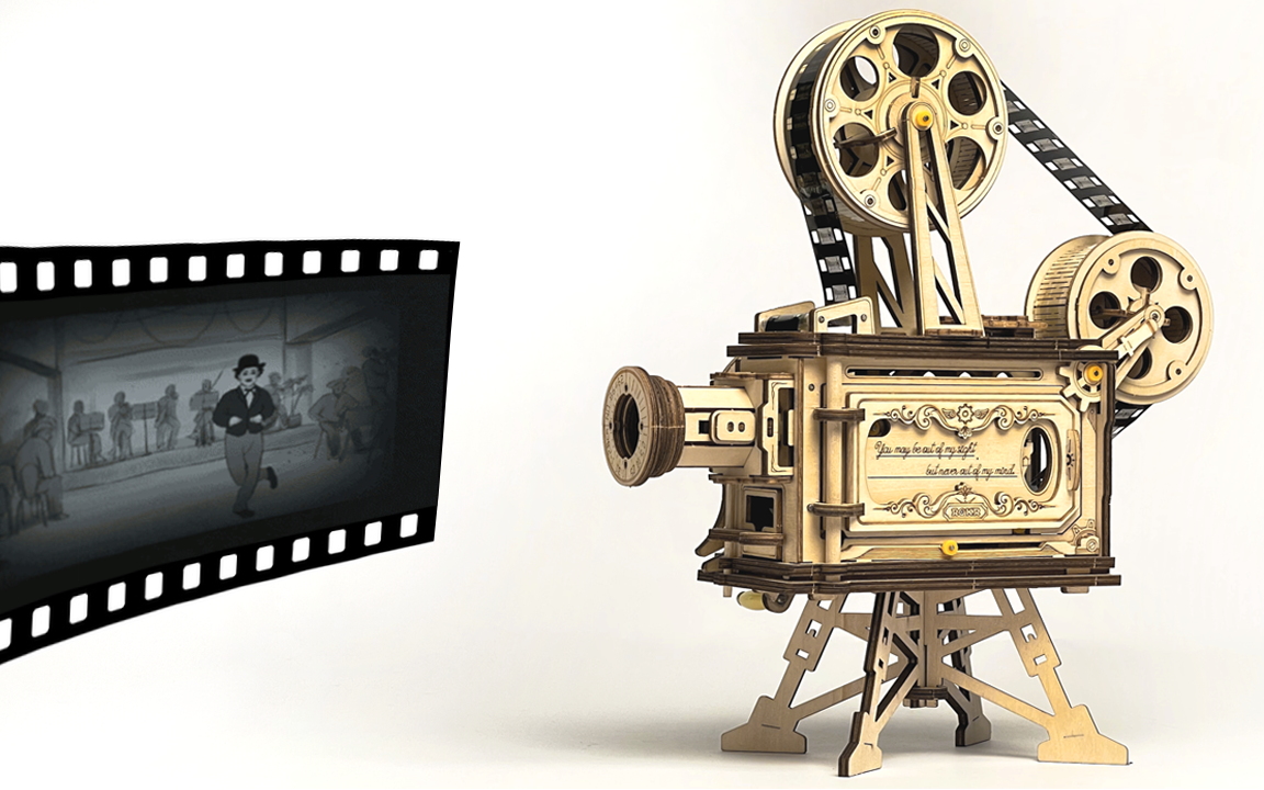 定格动画老式电影放映机组装