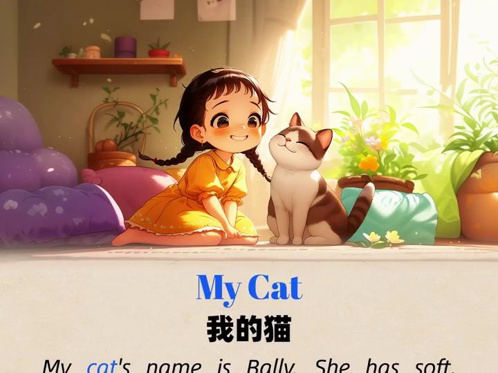 少儿小学英文,每日短文听读  我的猫哔哩哔哩bilibili