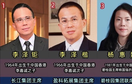 中国10位著名富二代,李嘉诚两子成名最早,王思聪最出名哔哩哔哩bilibili