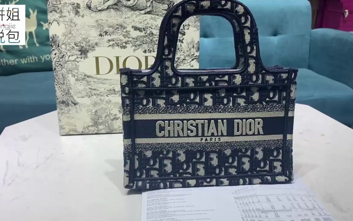 dior迪奥新款mini book tote迷你购物袋刺绣帆布托特包包分享