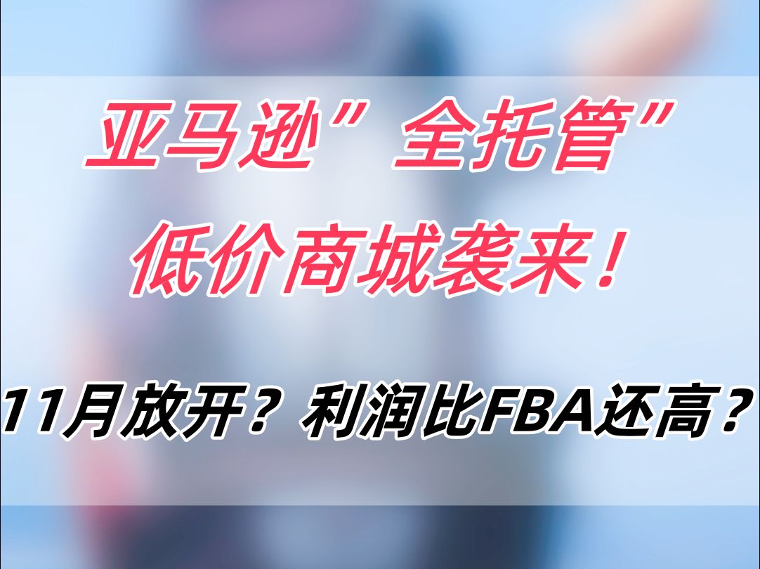 亚马逊”全托管”低价商城袭来!11月放开?利润比FBA还高?哔哩哔哩bilibili