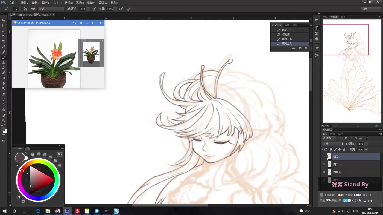 板绘过程君子兰拟人人设立绘