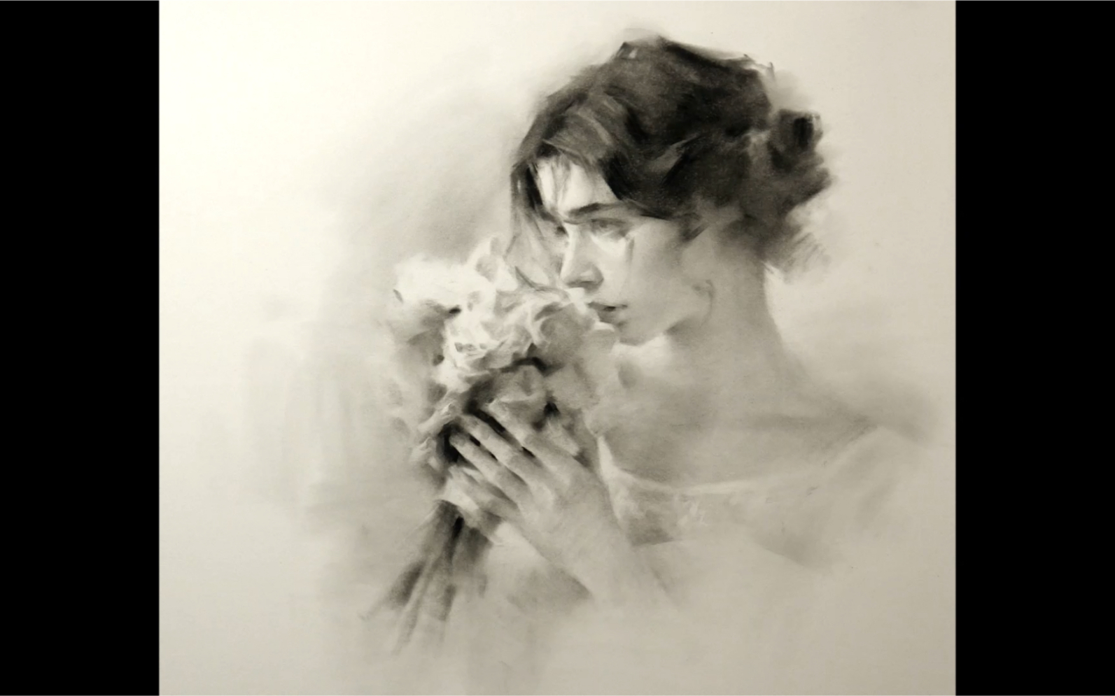 捧花的小姐姐--素描过程