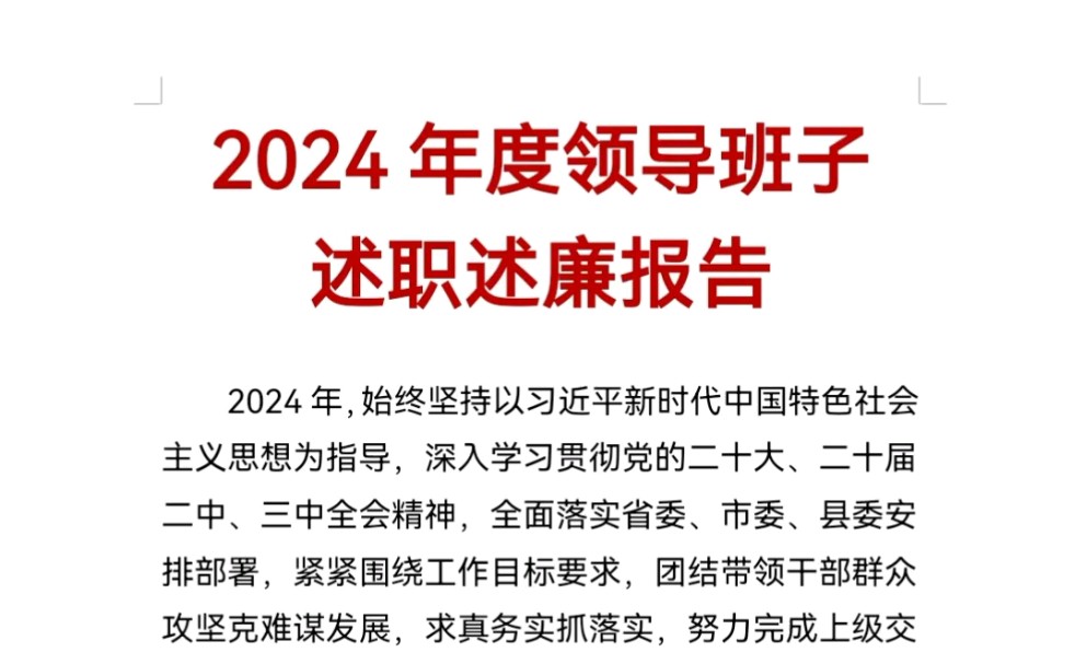 2024年度领导班子述职述廉报告哔哩哔哩bilibili