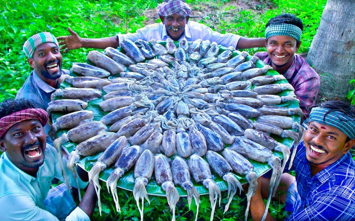 印度鱿鱼宴用20斤鱿鱼改善生活那叫一个鲜太幸福了