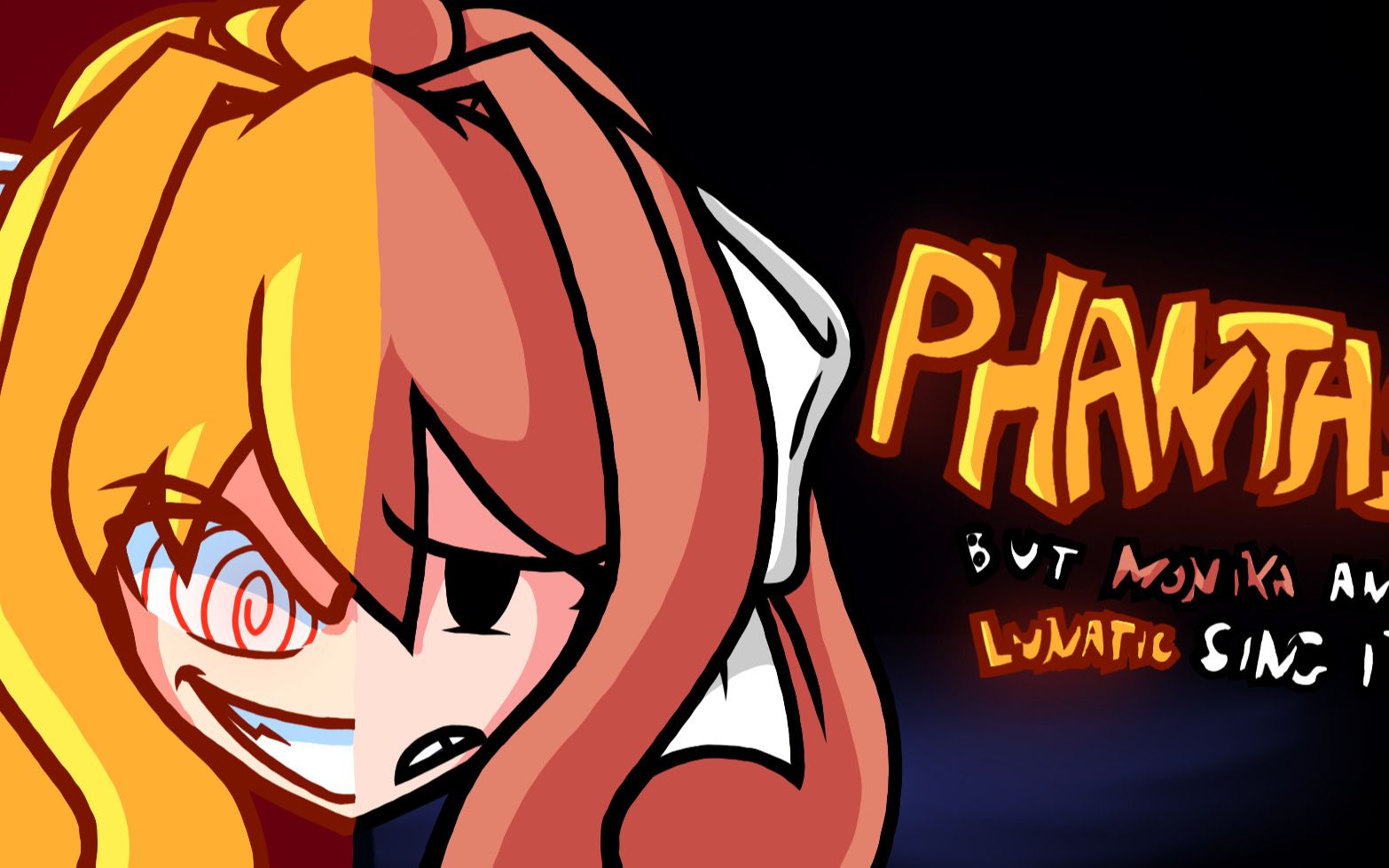 [图]FNF神曲模组 FNF Dark Puddle Monika and Lunatic Sings Phantasm